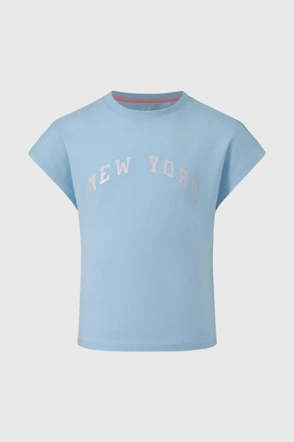 Polera niÑa con folia celeste