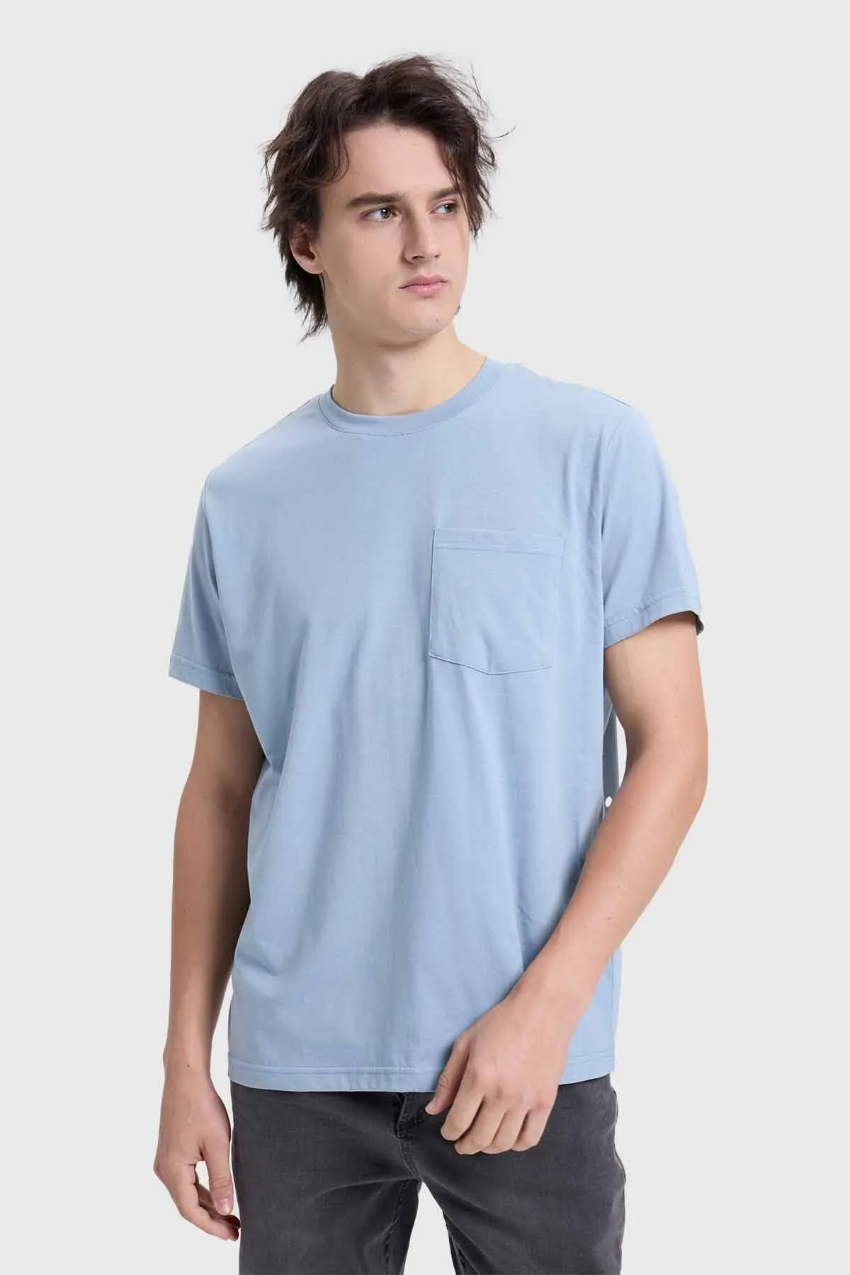 Polera Hombre Con Bolsillo Azul