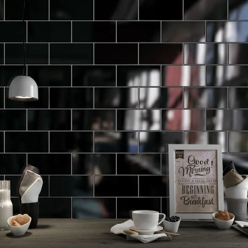 Cerámica Muro Ice Black Brillante 10x20 cm