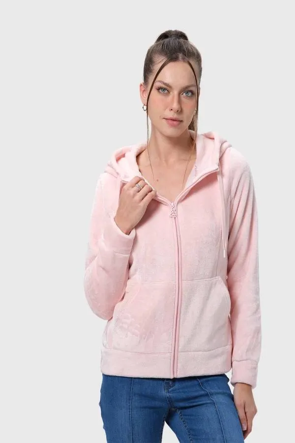 Polar mujer full zipper entallado palo rosa