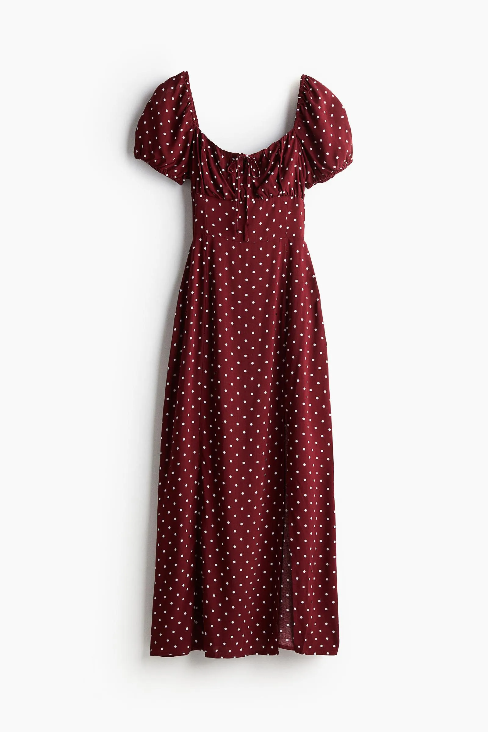 Vestido de mangas globo con vuelos