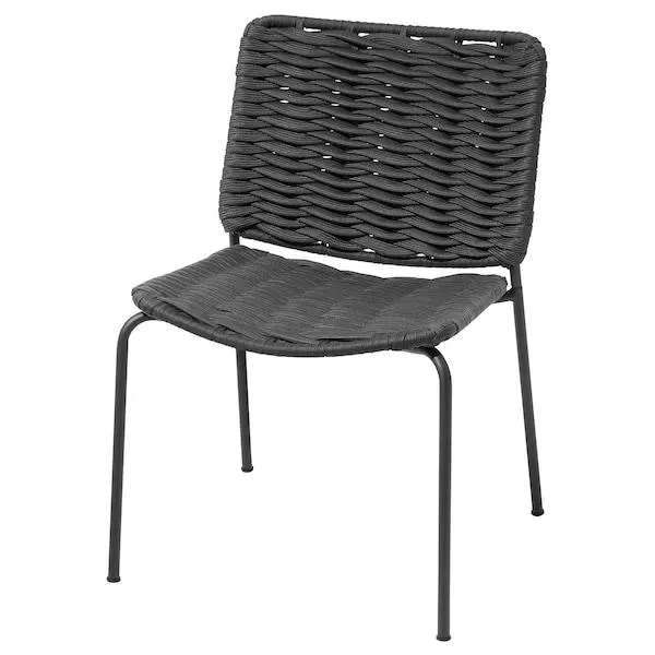 Silla para terraza, gris oscuro/negro