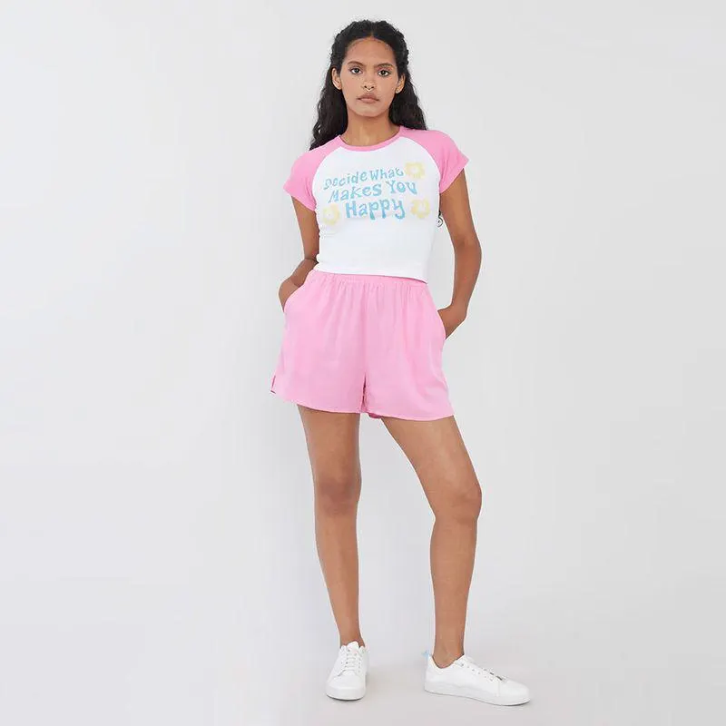 Short Mujer Tiro Alto Visosa Reciclada Rosado