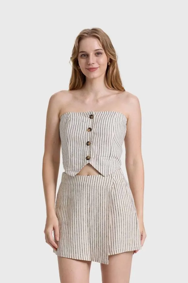 Blazer mujer strapless crudo