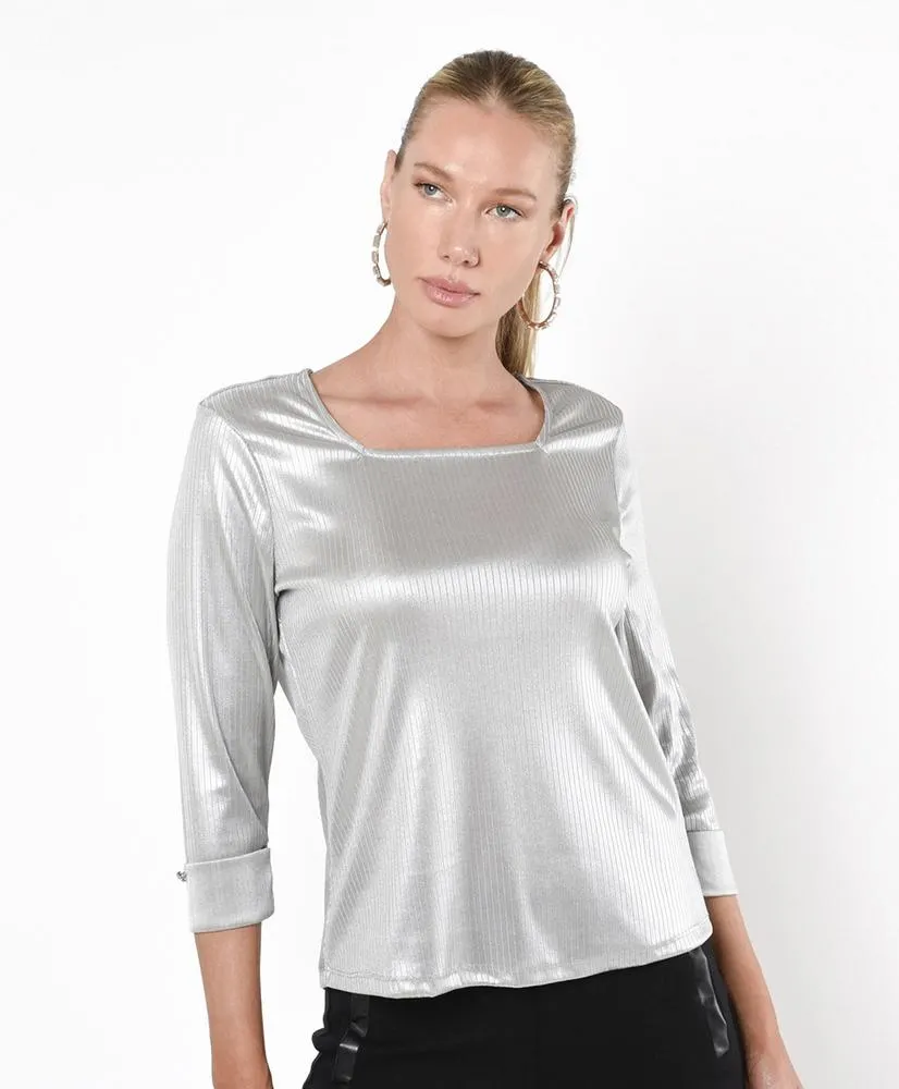 Polera mujer metalizada