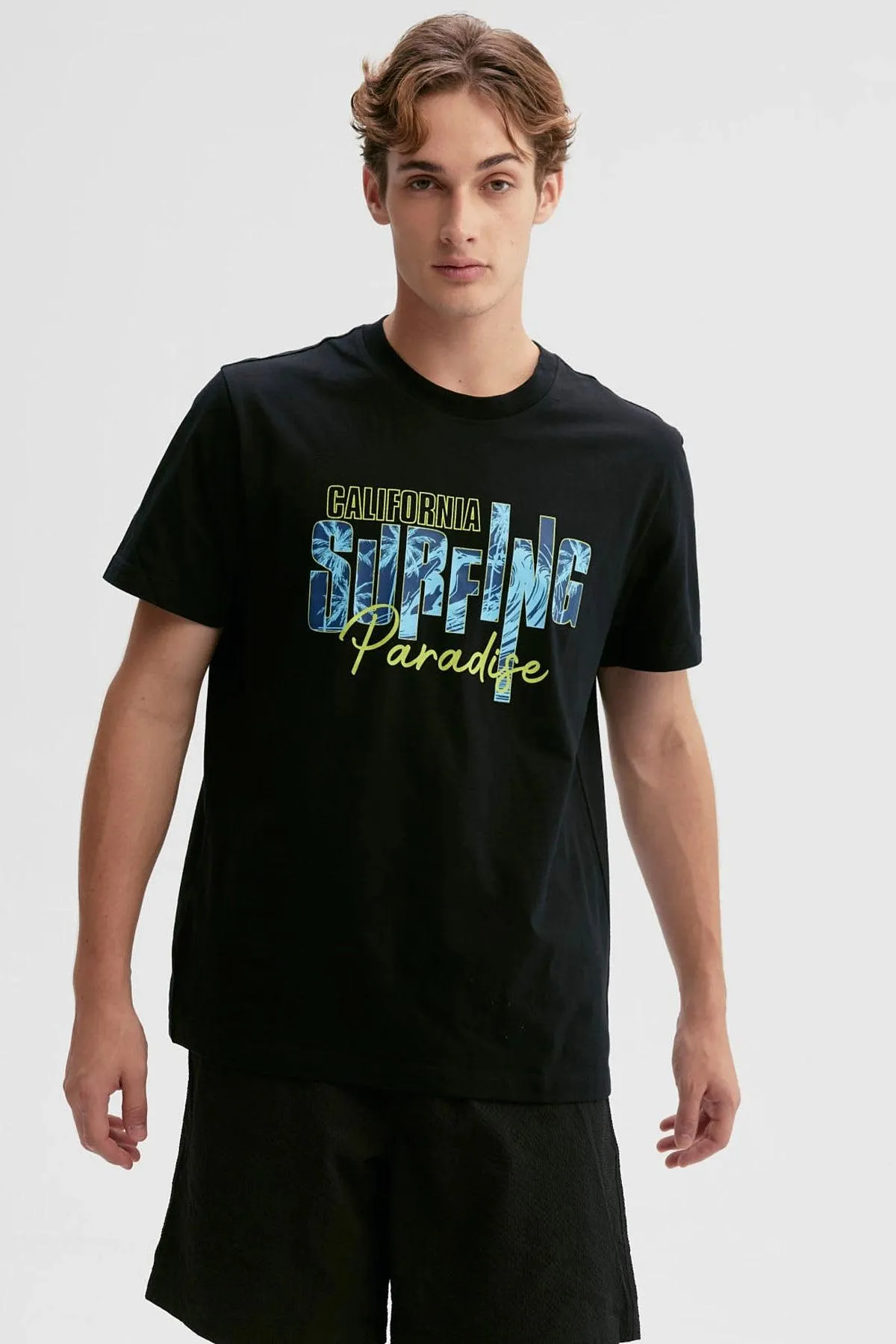 Polera Hombre Print Posicional Negro