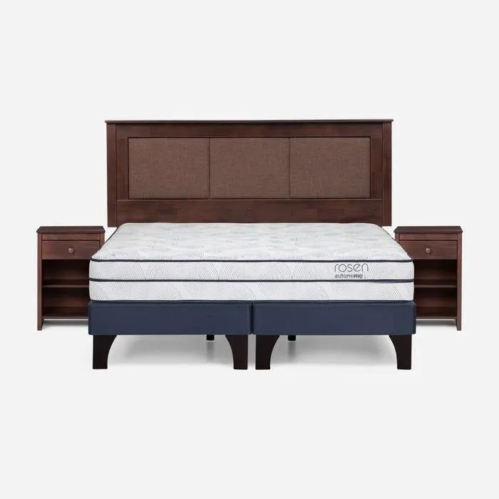 Cama Autonomy Sky King + Respaldo Rachel y Velador Ferrara