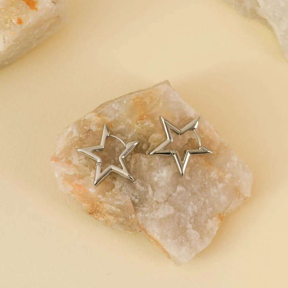 Geometric Aros Estrella Plateado