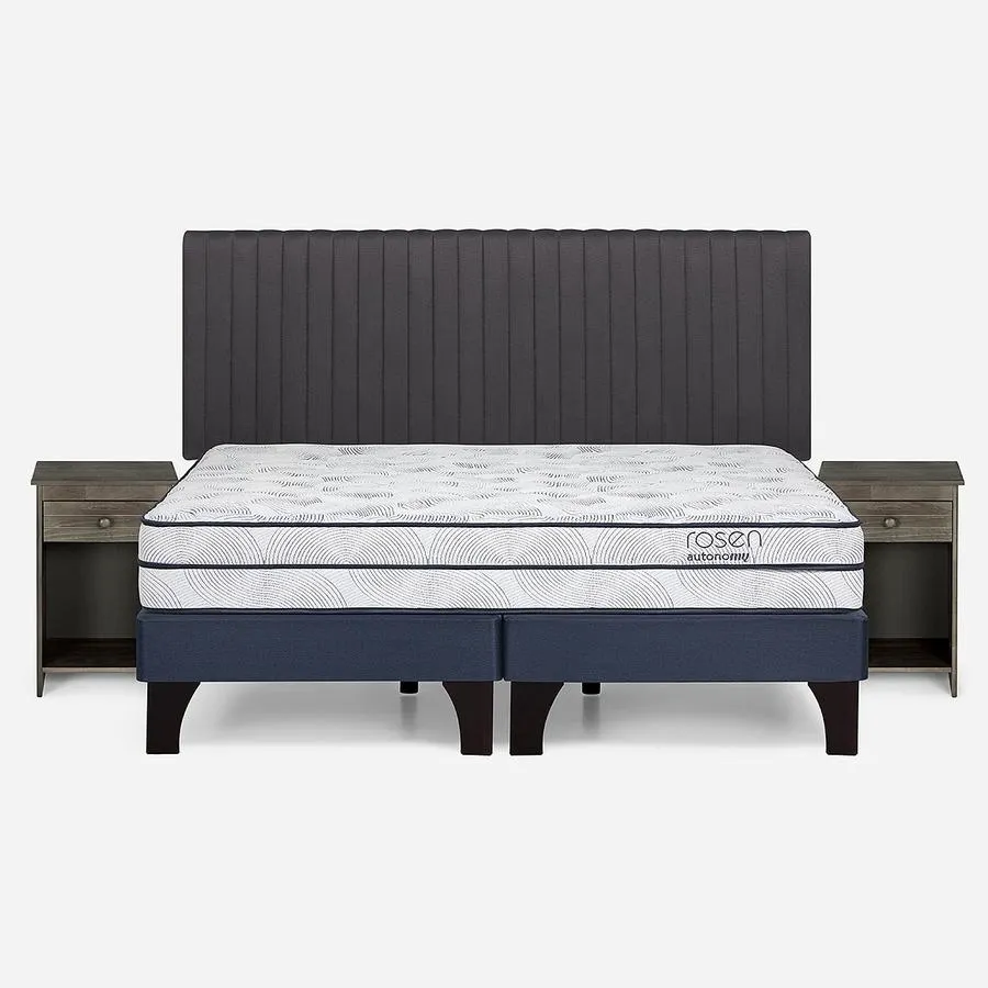 Cama Autonomy Sky King + Respaldo Lucio y Velador Tabor