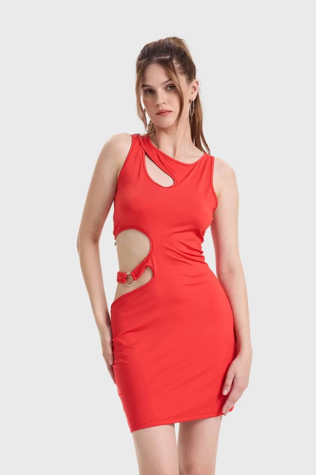 Vestido Mujer Cut Out Rojo