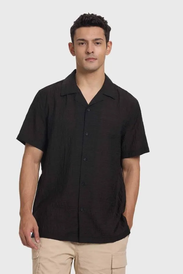 Camisa hombre textura guayabera negro i