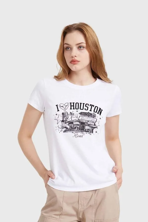 Polera mujer bÁsica print blanco