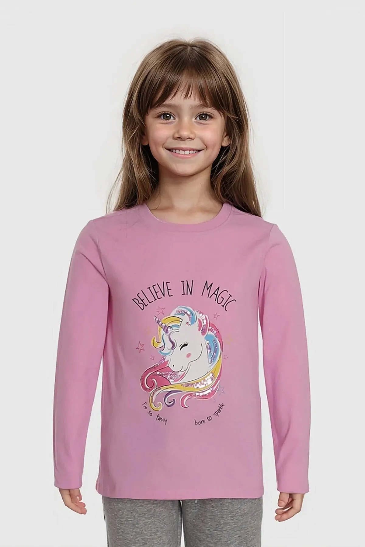 Polera Niña Lentejuelas Palo Rosa