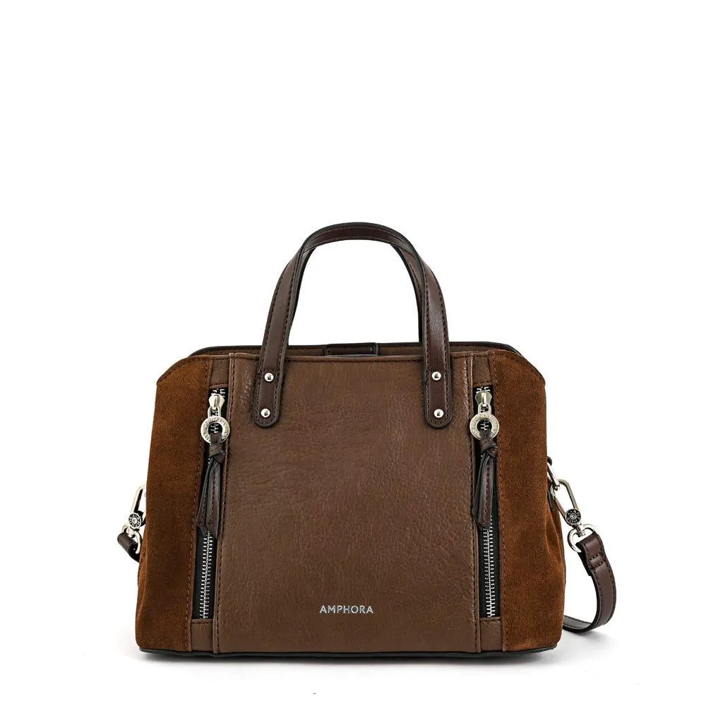 Cartera bandolera mediana moreau cafe oscuro