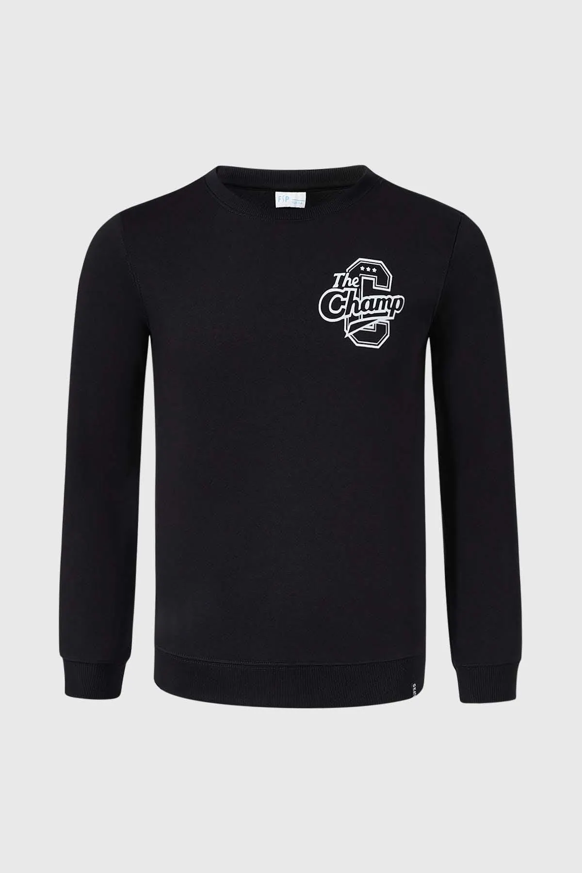 Polerón Niño Básico Con Print Negro