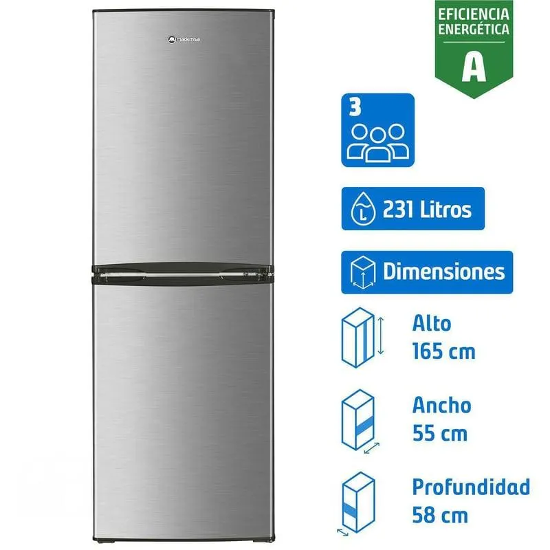 Refrigerador Bottom Freezer Frío Directo 231 Litros Inox Nordik 415 Plus