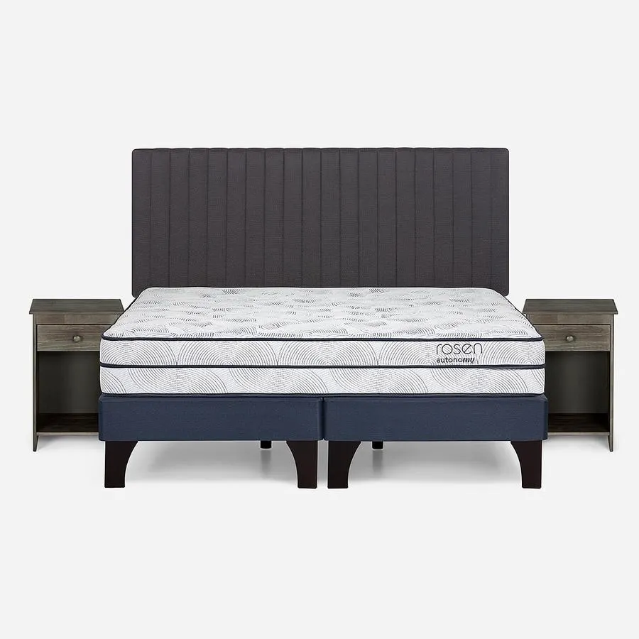 Cama Autonomy Sky de 2 Plazas + Respaldo Lucio y Velador Tabor