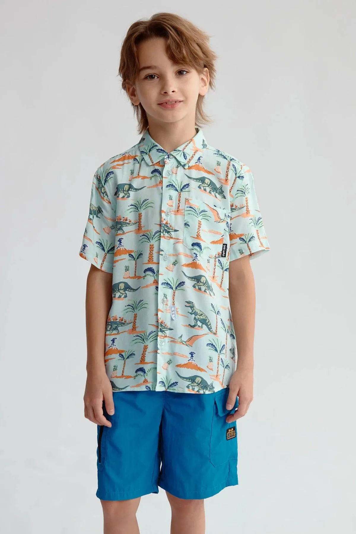 Camisa Niño Guayabera Aqua