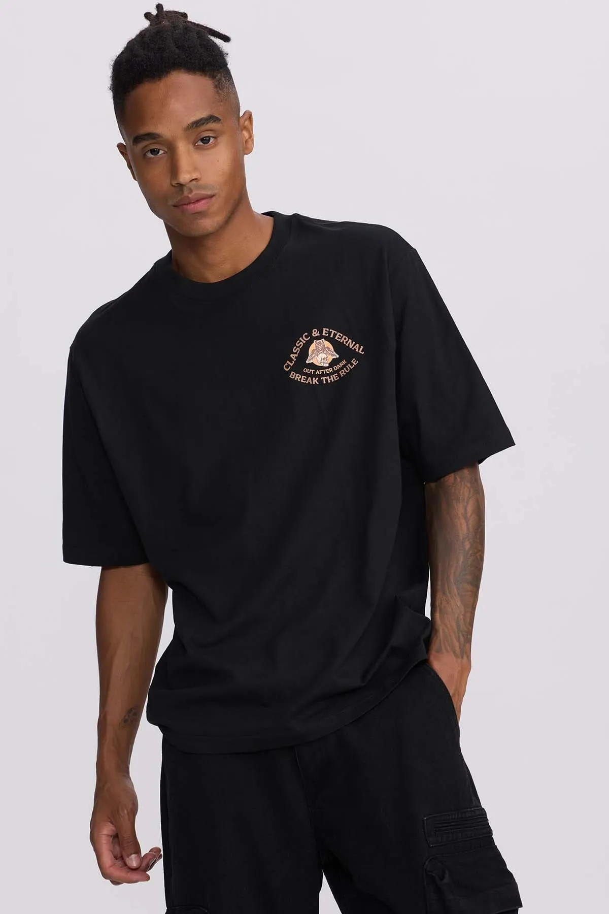 Polera Hombre Doble Print Wester Negro