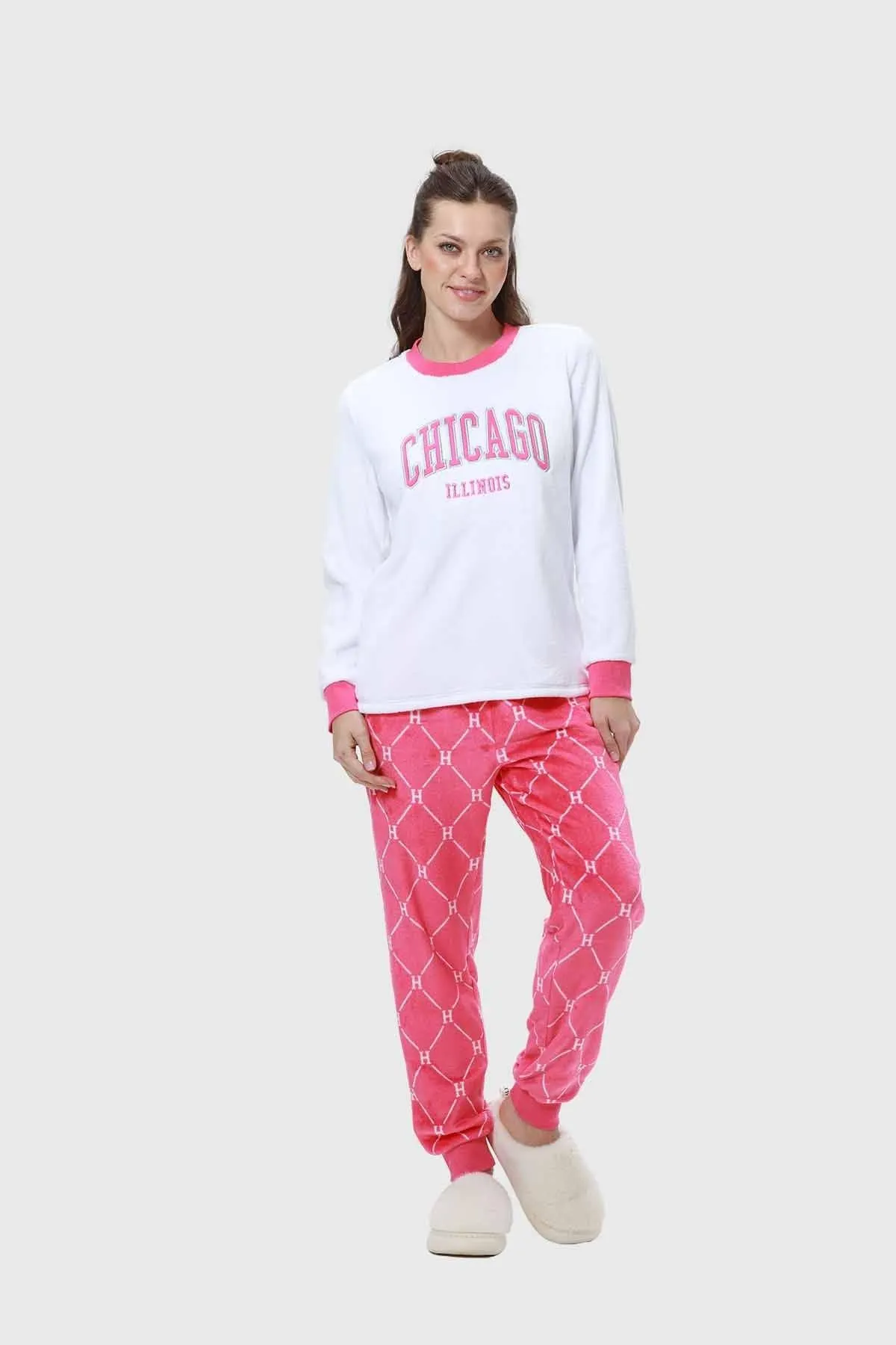 Pijama Mujer Polar Fucsia