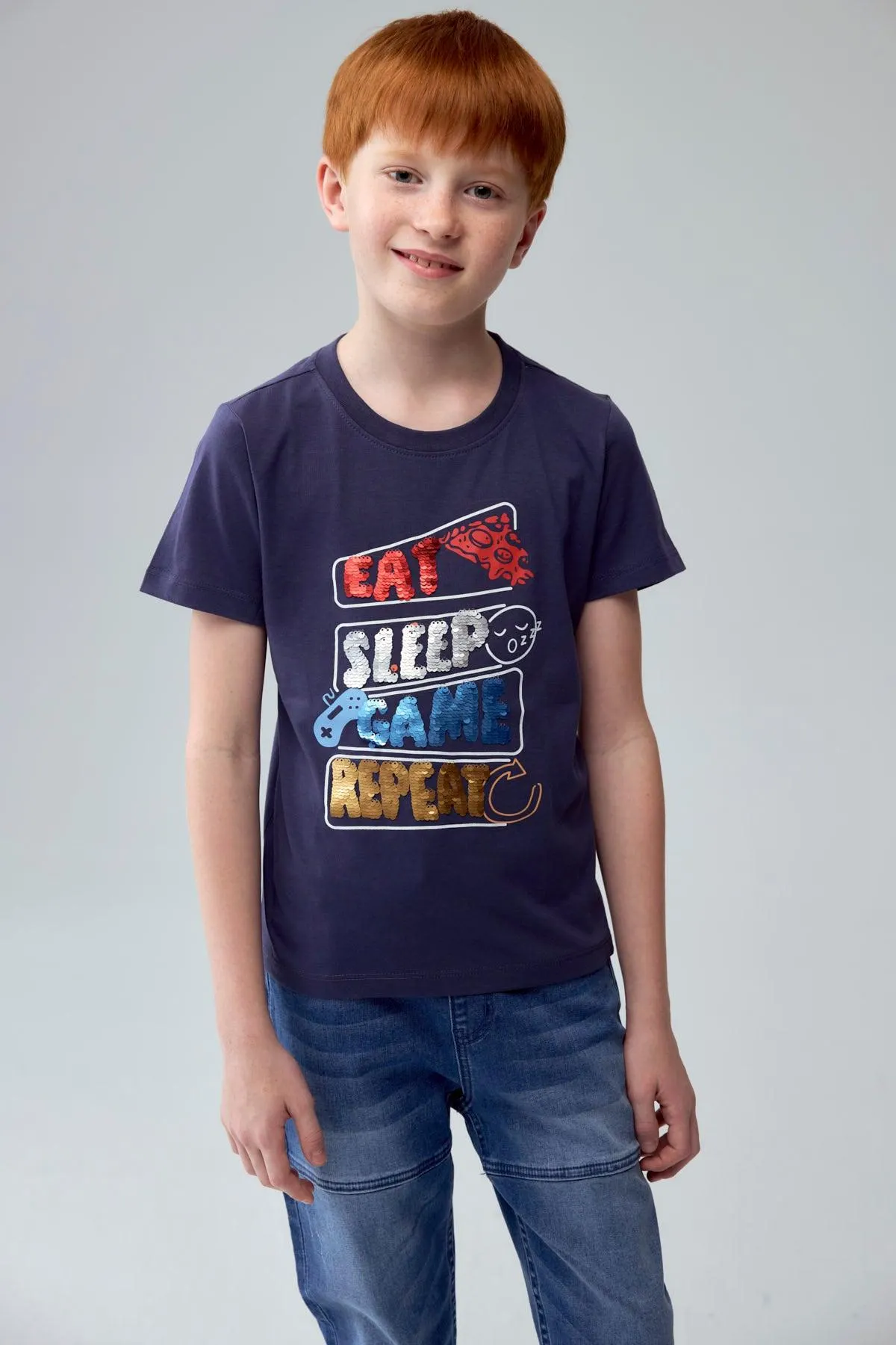 Polera Niño Print Azul