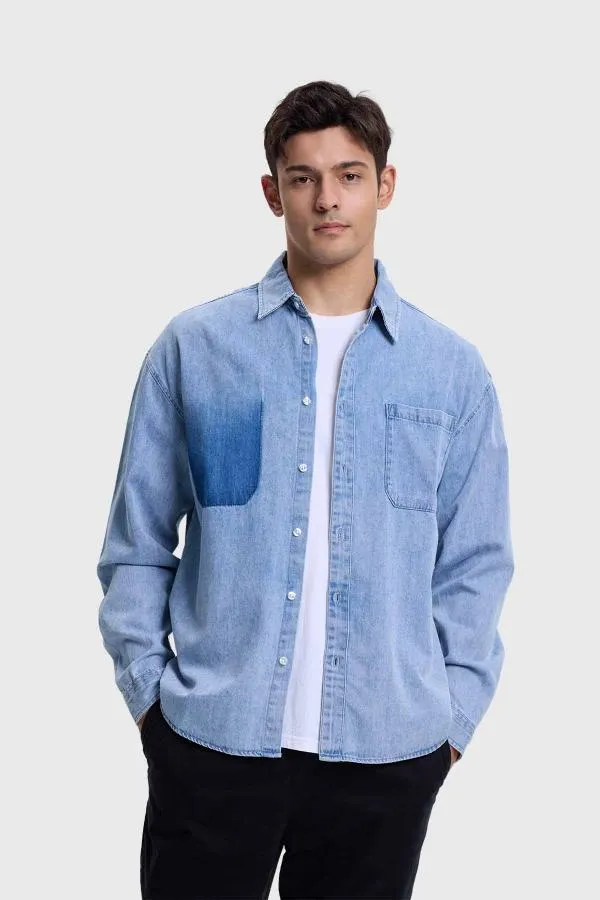 Camisa hombre sobrecamisa denim azul