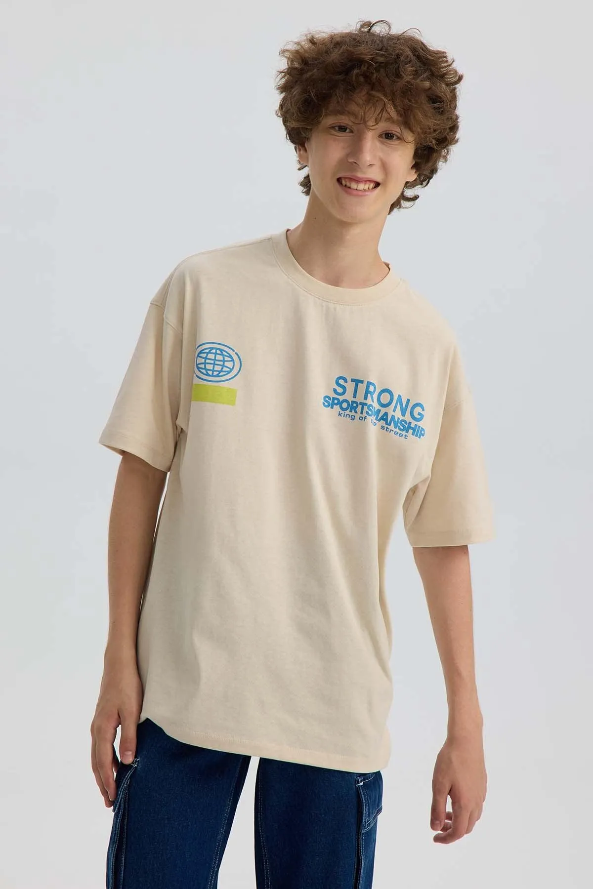 Polera Niño Oversize Print Crudo