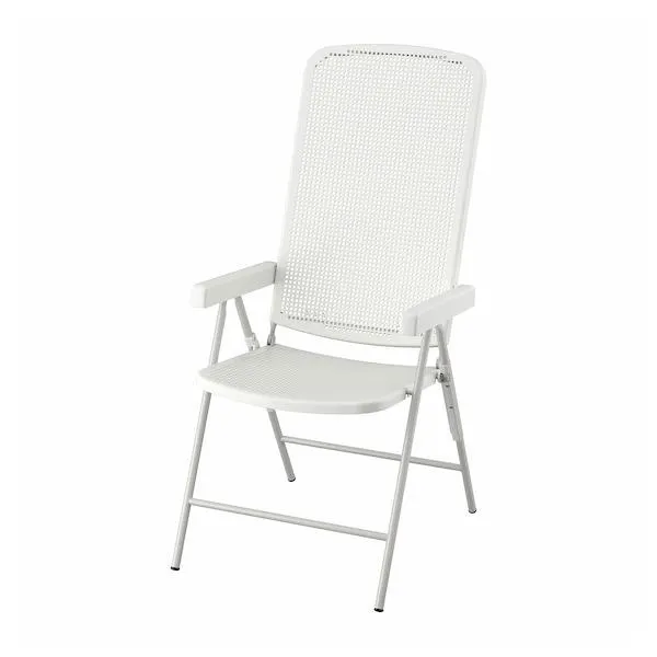 Silla reclinable para terraza, blanco/gris