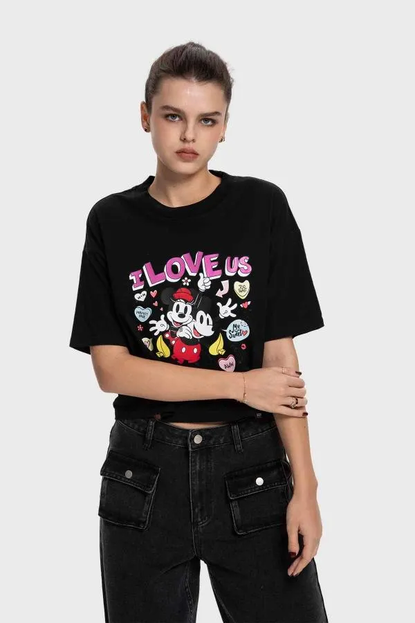 Polera mujer mickey y sus amigos negro