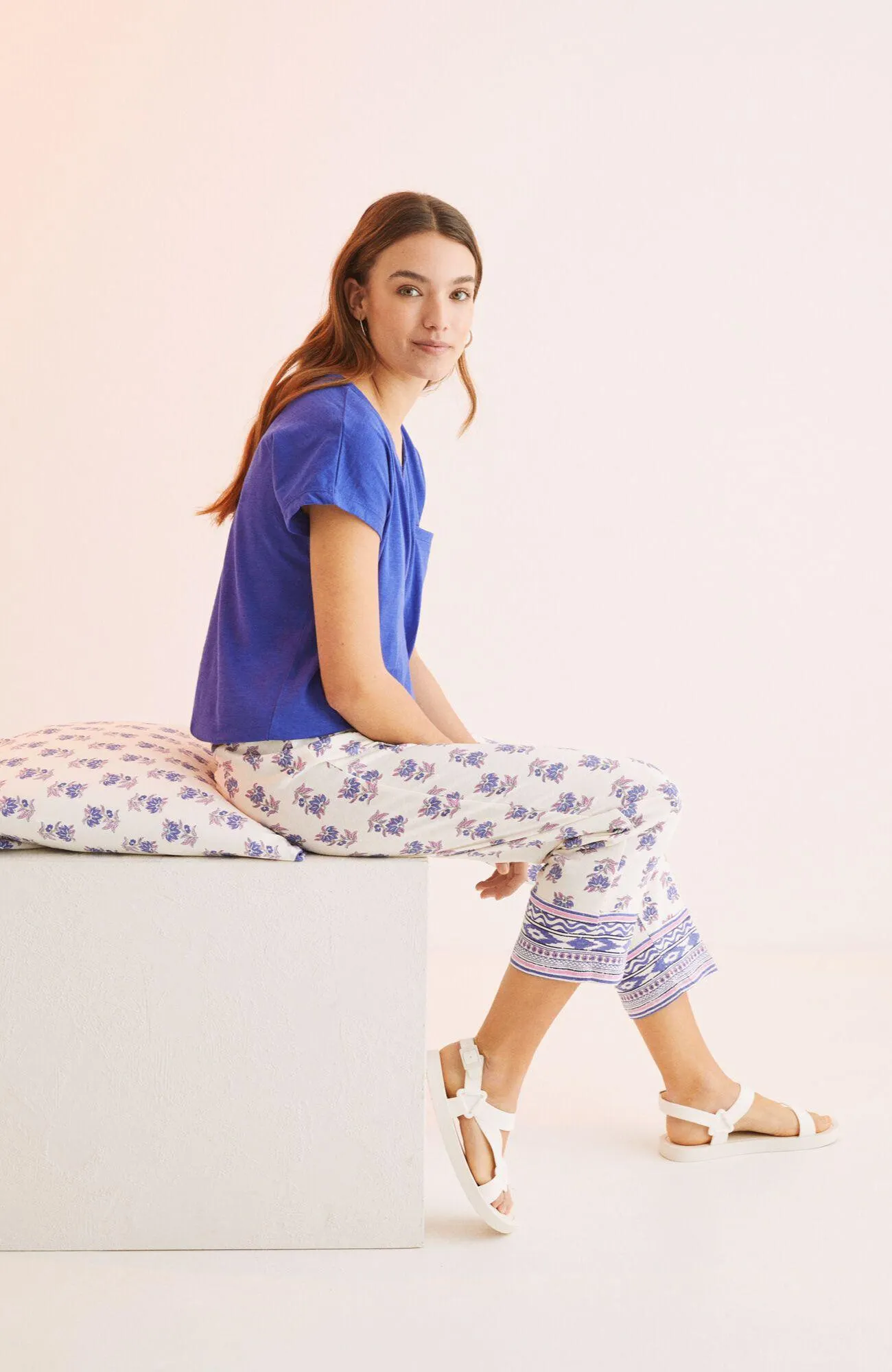 Pantalón Women'Secret Bright Boho Estampado Blanco