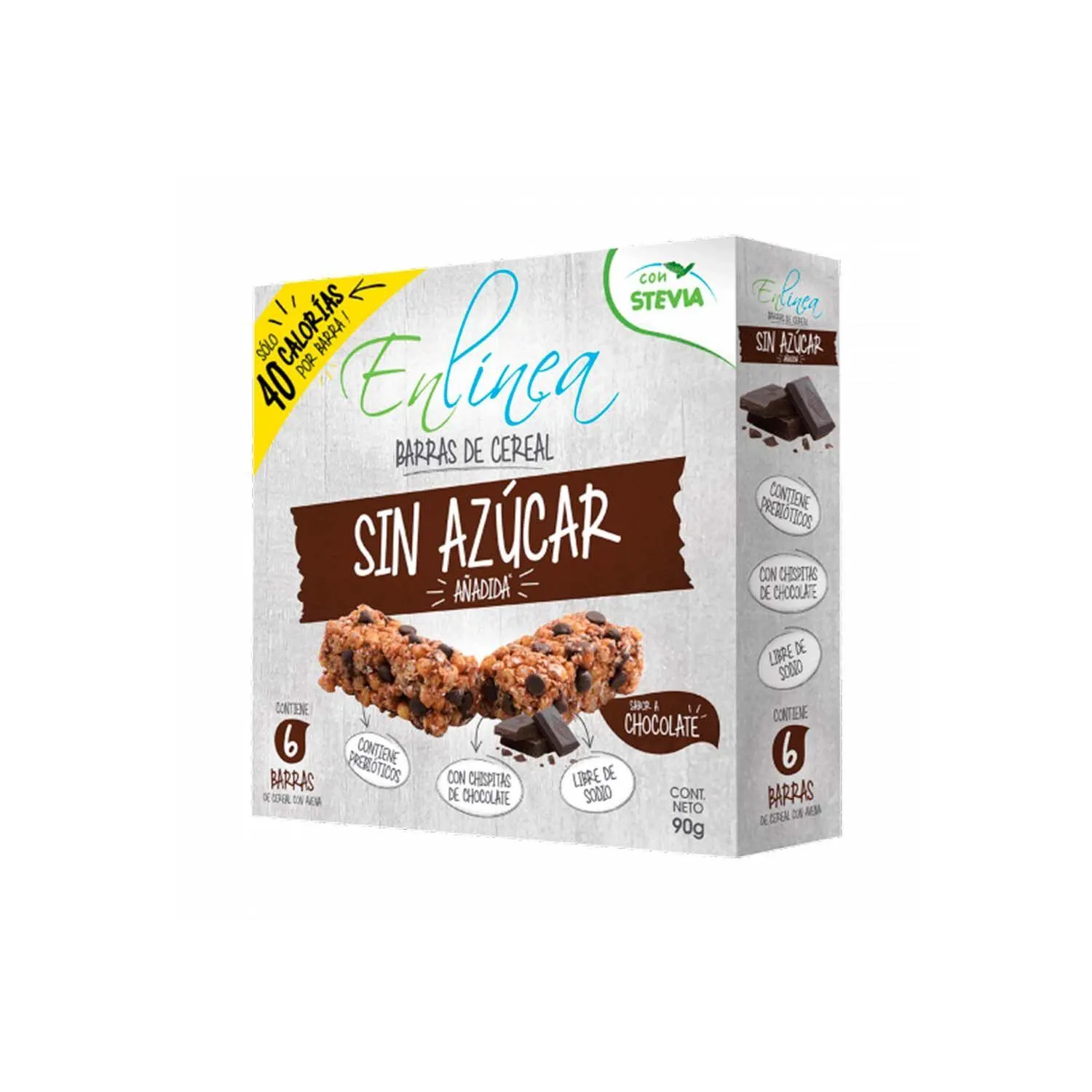 Barra de Cereal Sin Azúcar En Línea Chocolate, 90gr.