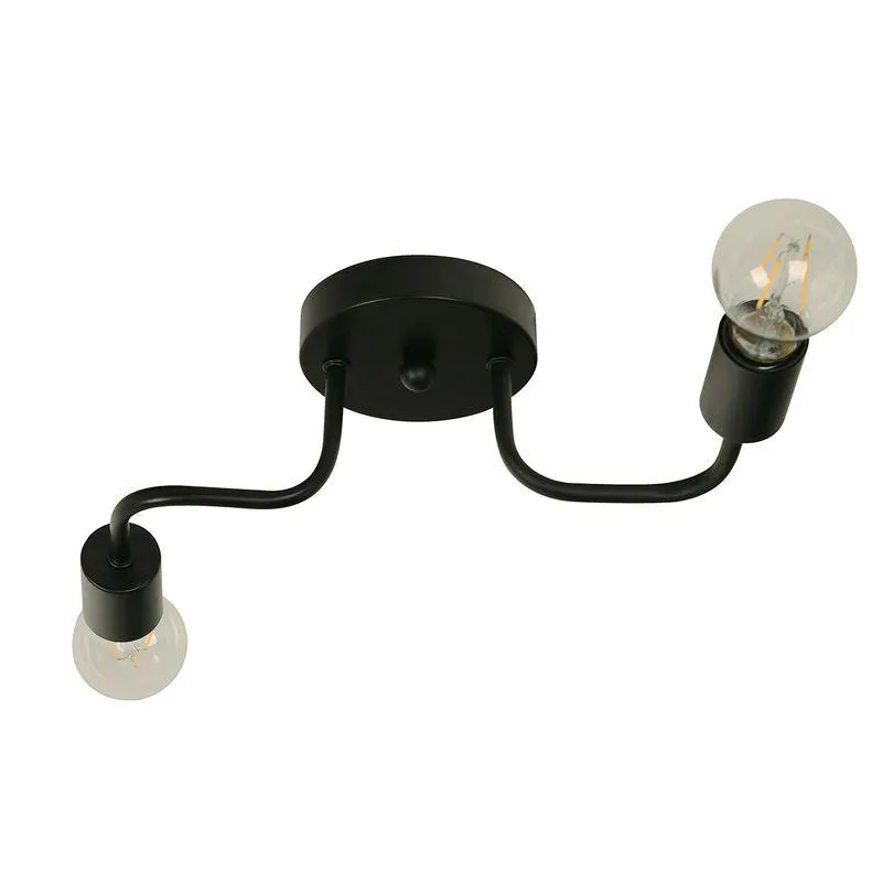 Lámpara de techo negro curvo E27 2 luces 60 W