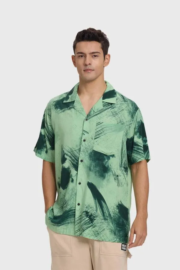 Camisa hombre marmolado verde