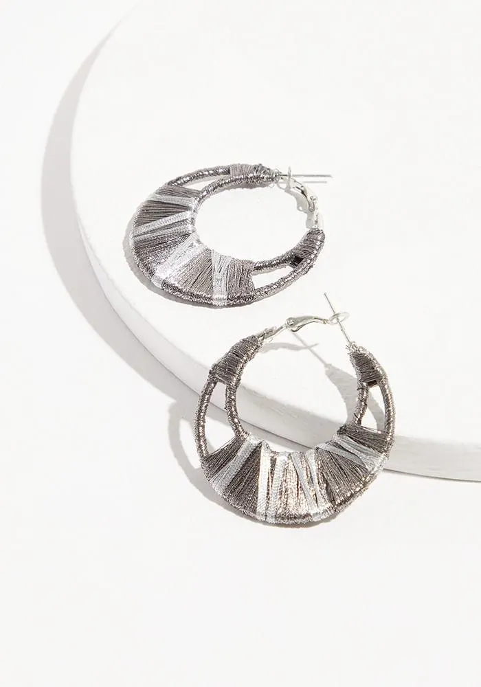 Aros Argollas Tejidas Lurex U Plata