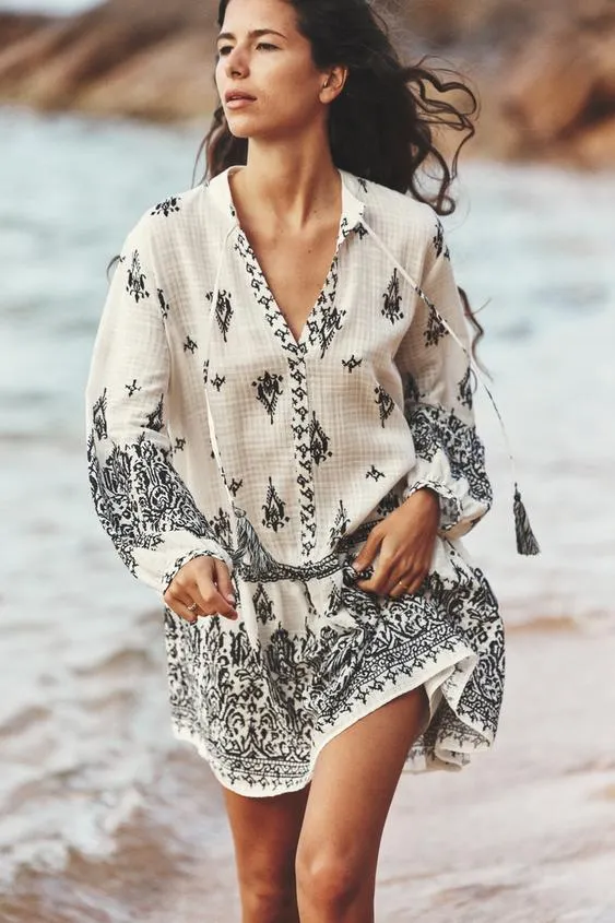 VESTIDO MINI RÚSTICO ESTAMPADO