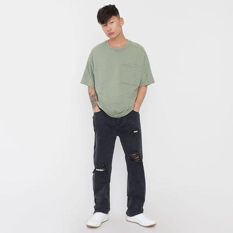 Jeans Hombre Wide Leg Fit Negro