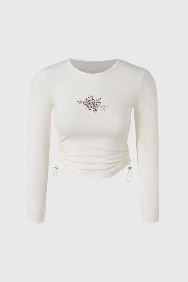 Polera niÑa rigido strass crudo