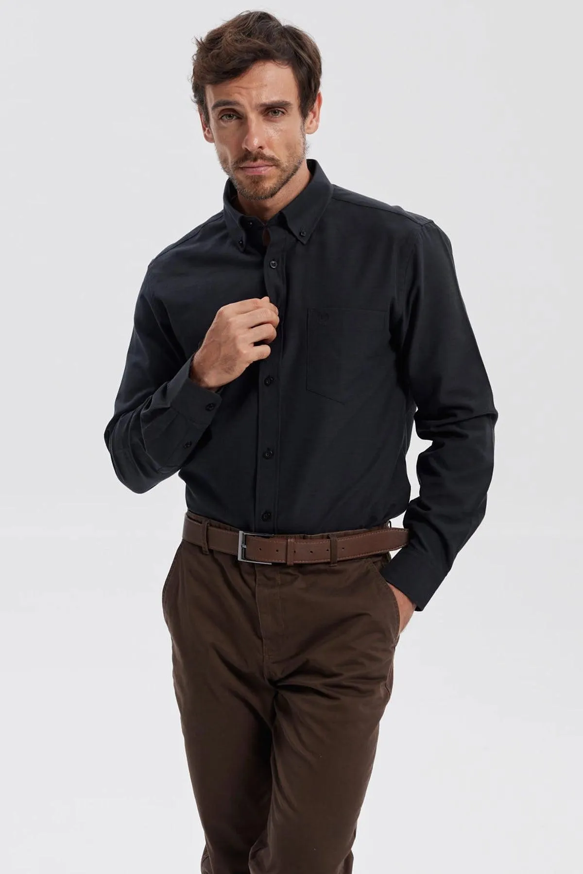 Camisa Hombre Oxford Negro