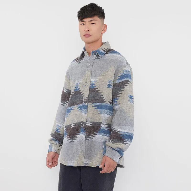 Camisa Hombre Tribal Print Gris Claro