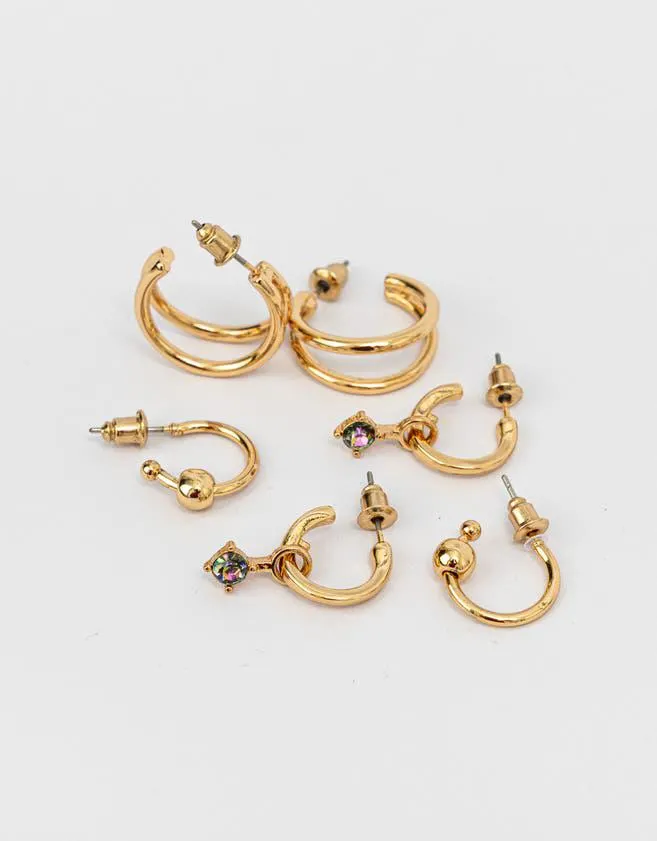 Aros argollas sets bañado en oro