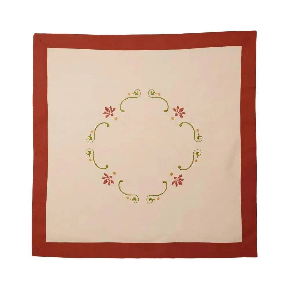 Carpeta Bordada 85x85 Cm Orquidea Arena