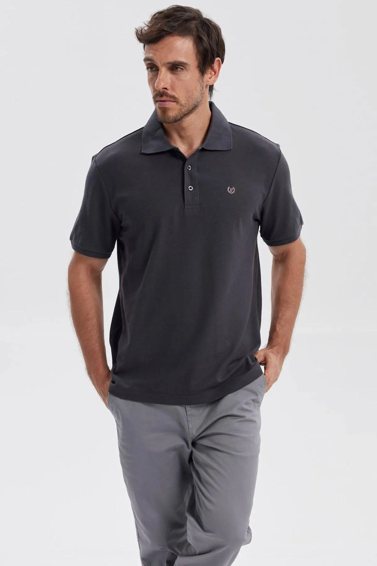 Polera Hombre Pique Básica Lisa Marengo