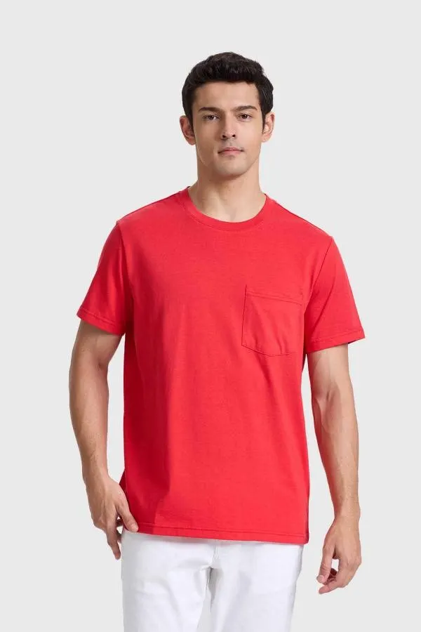 Polera hombre bÁsica con bolsillo rojo italiano