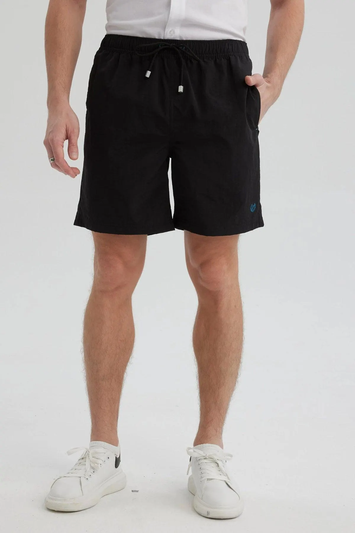 Short de Baño Hombre Liso Negro