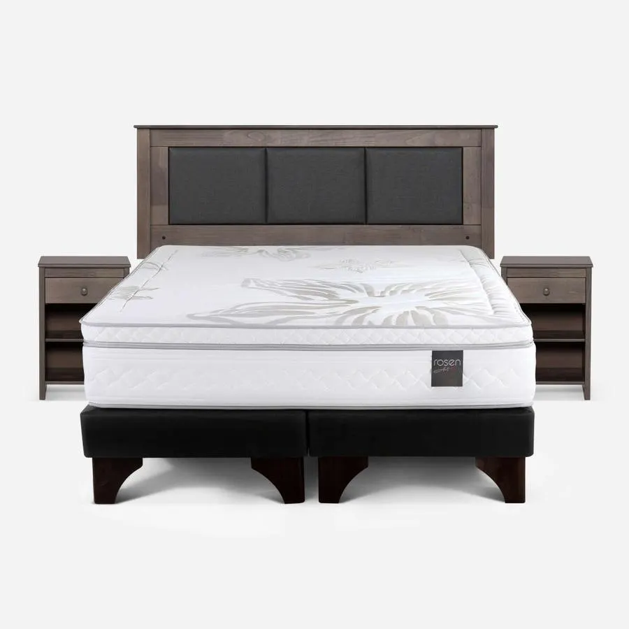 Cama Art 4 King + Respaldo Rachel y Velador Ferrara