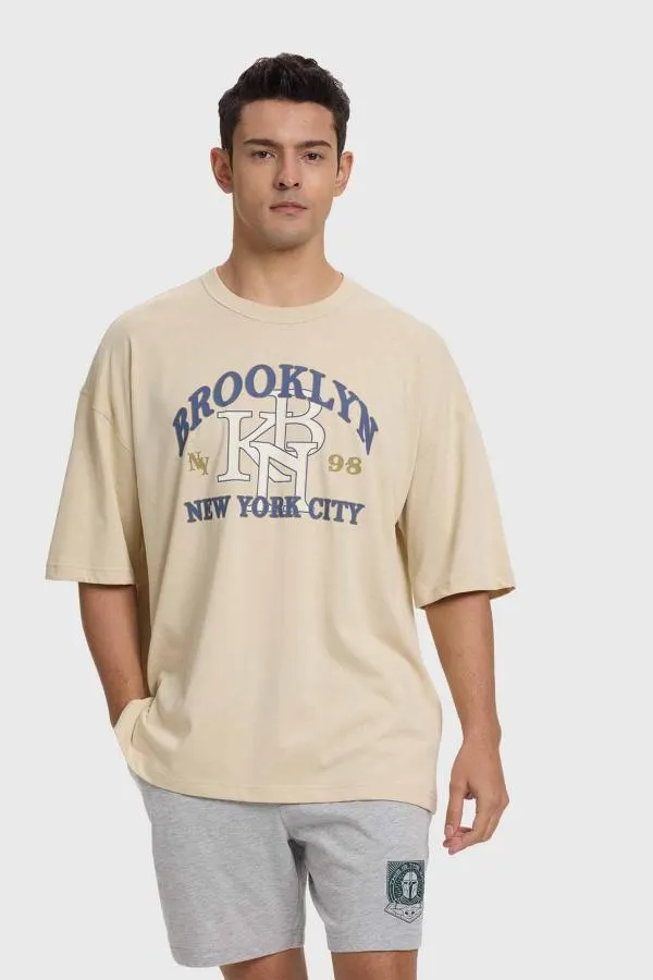 Polera hombre college beige i