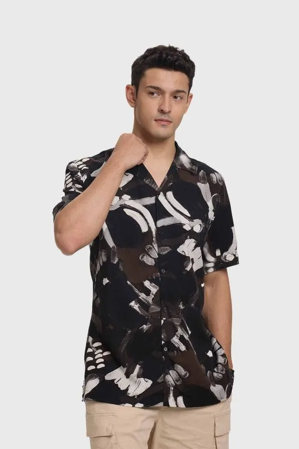 Camisa hombre full print negro i fsp