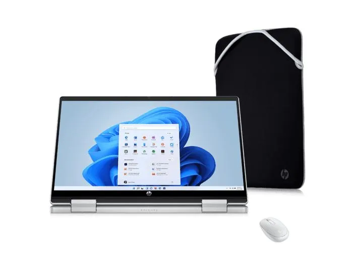 Notebook HP Pavilion x360 14-ek0003la + Mouse HP 240 Blanco + Funda Reversible HP