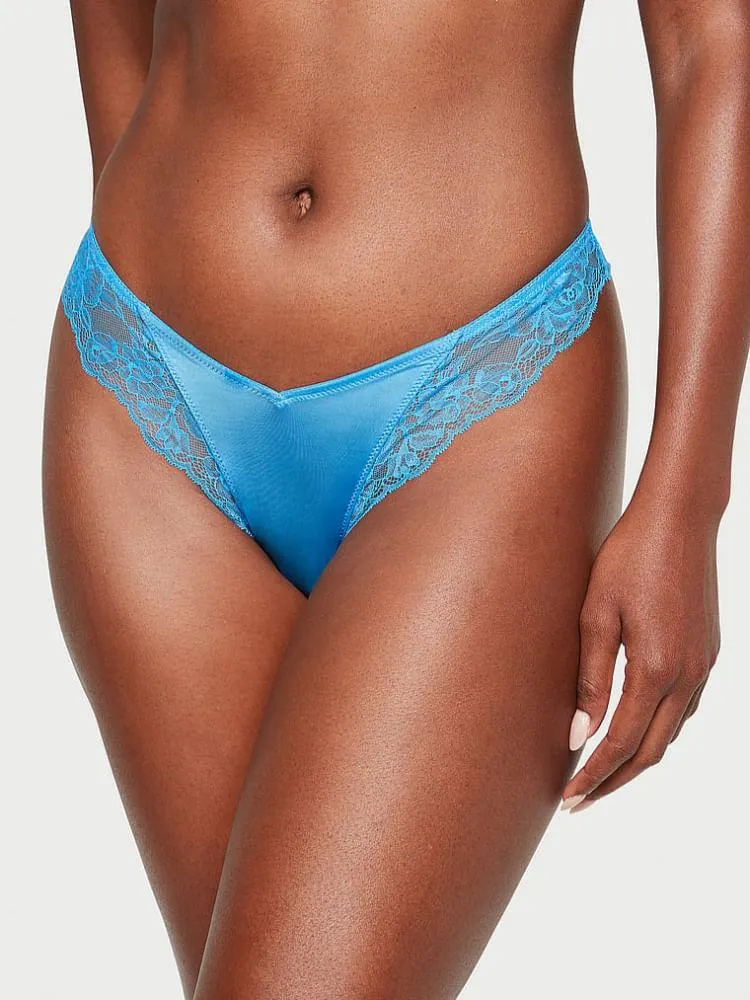Panty Thong Con Encaje Azul
