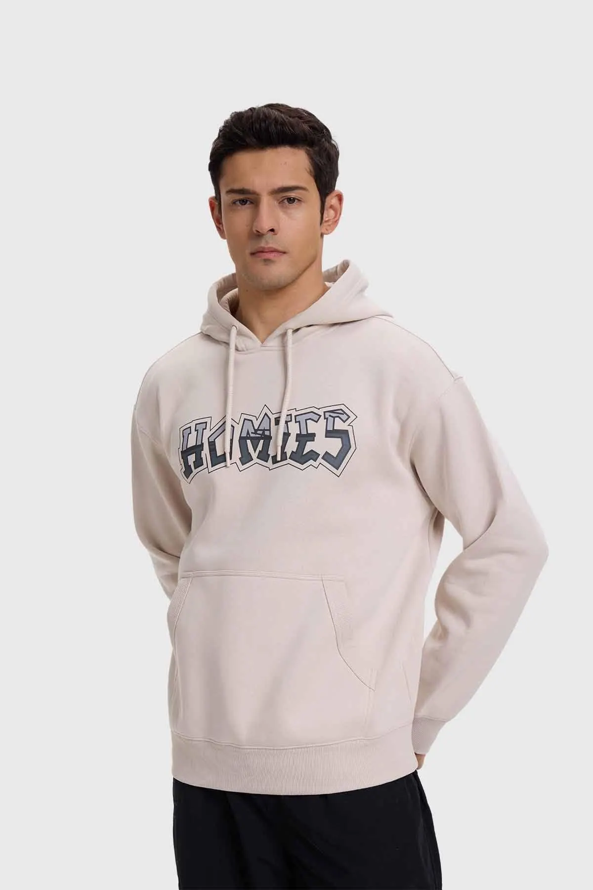 Polerón Hombre Hoodie Print Beige
